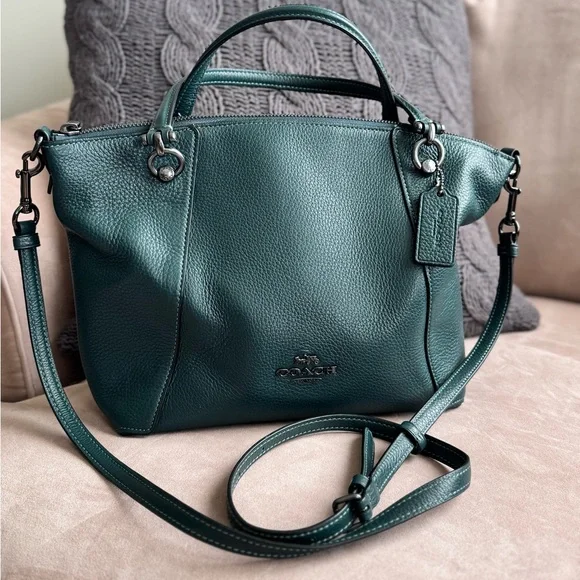 Coach Kacey crossbody bag dark green pebbled leather gunmetal hardware - Picture 3 of 12